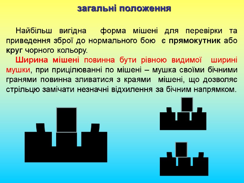 загальні положення Найбільш вигідна  форма мішені для перевірки та приведення зброї до нормального